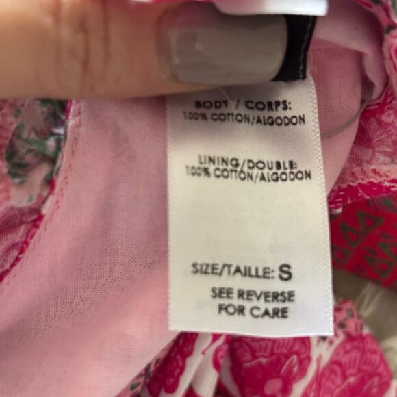 Peixoto $268 ruby smocked mini dress tiered ruffle pink red Anthropologie sz S - Picture 8 of 10